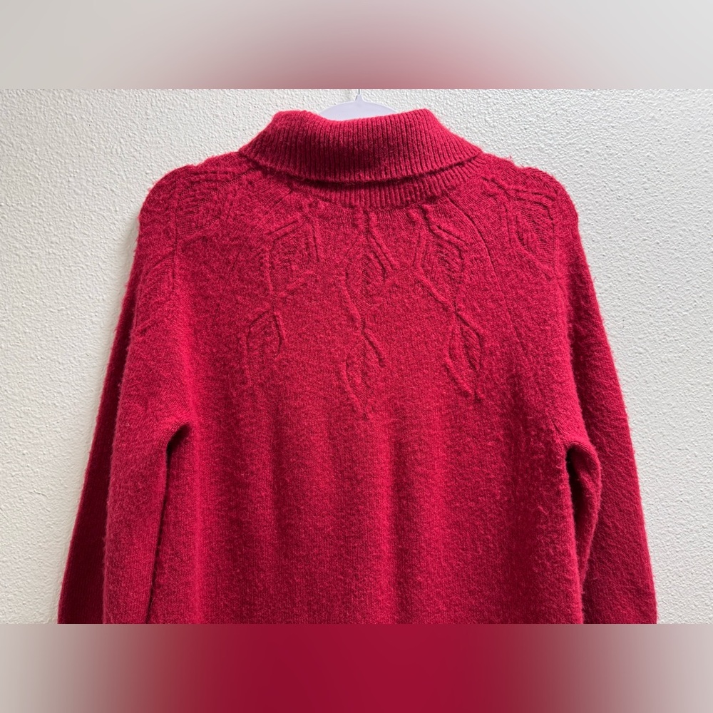 Soft Surroundings Ellen Cowl Neck Knit Sweater Dress Stretch Red Medium - Picture 7 of 10